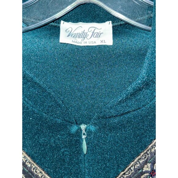 Vanity Fair Green Shevelva Night Gown Dress 3/4 zip up closure Size XL - Picture 6 of 7